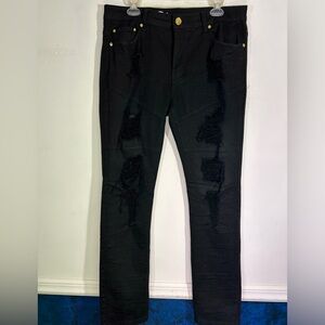 Argonaut Men's Black Ripped Distressed Denim Jeans Sz 36/34 EUC